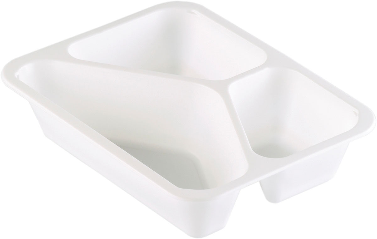 PP-Schale Caterline 227 x 178 x 50 mm Weiß 3-Teilung