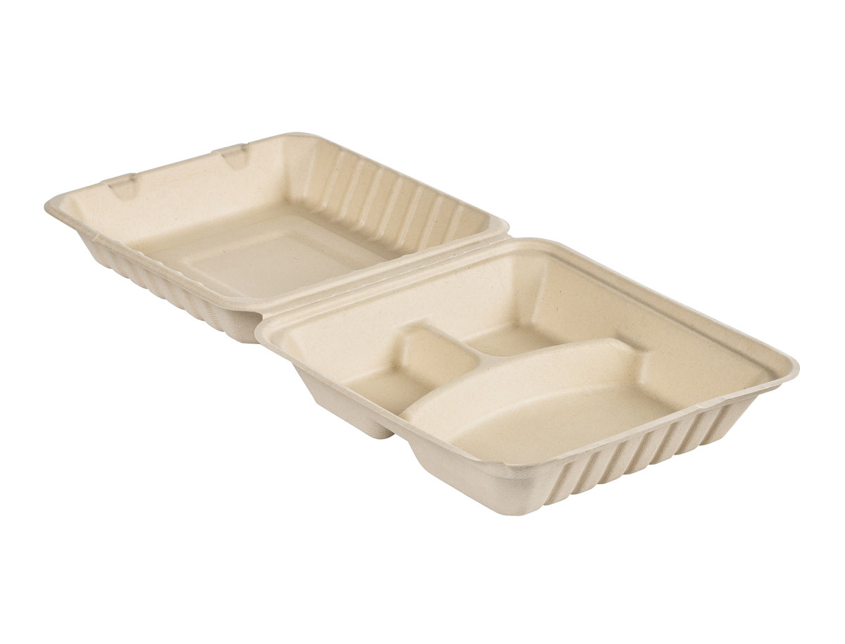 Menübox - 1200 ml - 235x235x40 mm - Braun - 3-Teilung