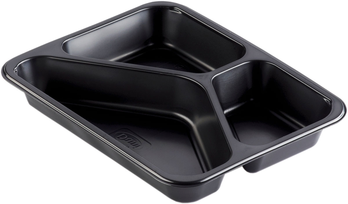 PP-Schale Caterline 227 x 178 x 32 mm Schwarz 3-Teilung